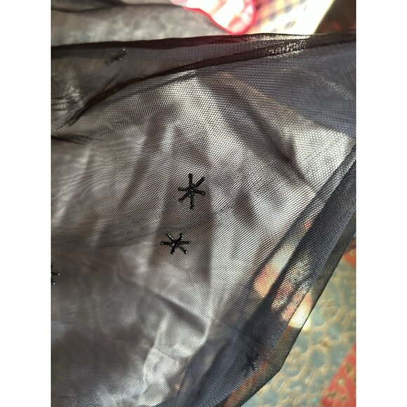 Vtg Express Sheer Sequin flare Skirt 2 Black Halloween Goth Formal Romantic - Picture 12 of 12